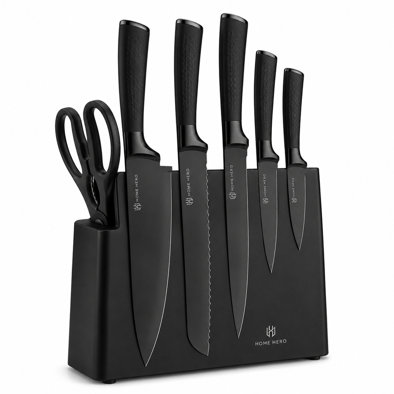 Black Knife Set (5 Knives + Stand)