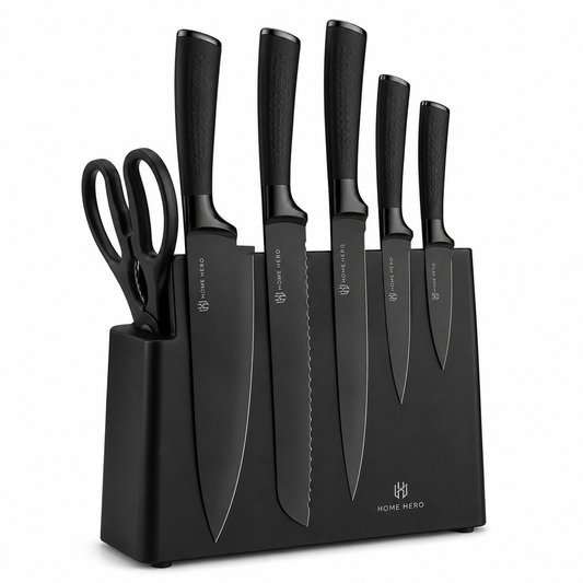 Black Knife Set (5 Knives + Stand)